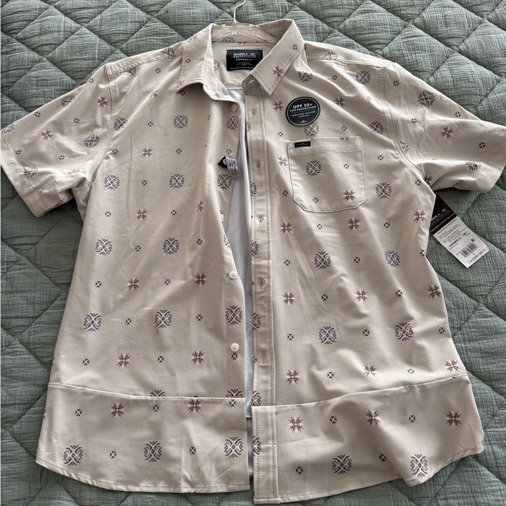 O’ Neil Men's Beige Patterned Button Down Shirt